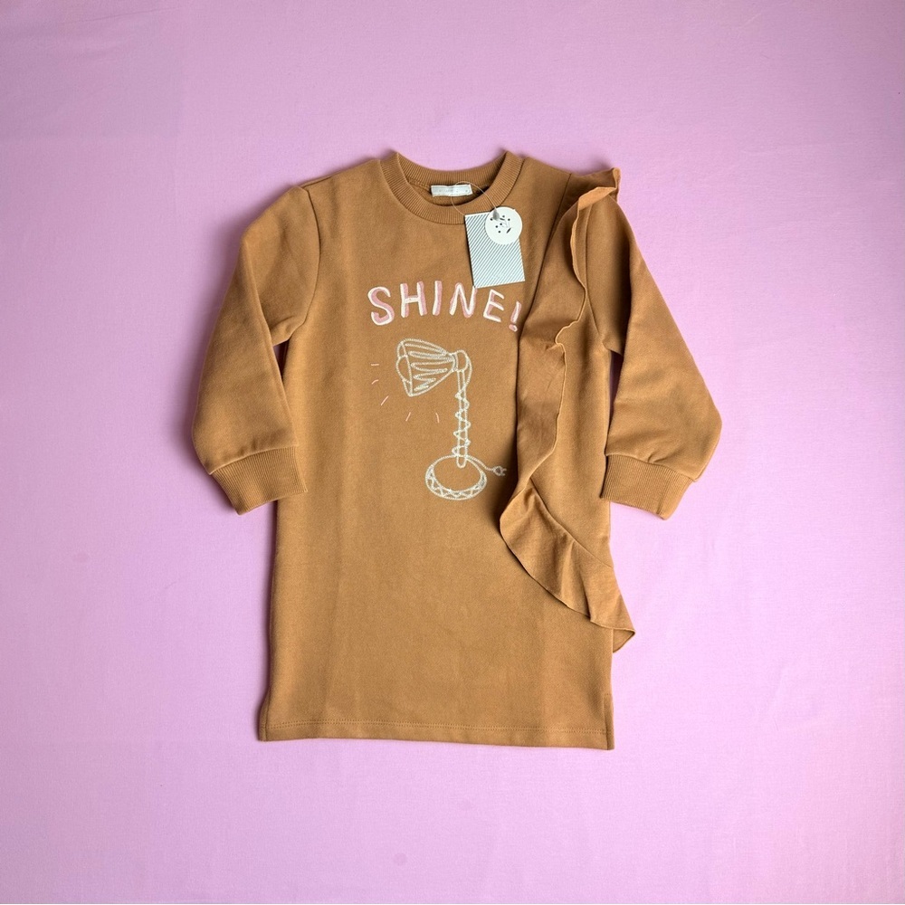 I Love J Girls Sweatshirt Fleece Dress - NWT Korean Clothing Brand - Size 4T